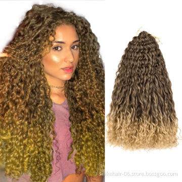 Hot Selling 24Inches Ombre Blonde Brown Long Wavy Water Deep Wave Braids Kinky Curly Crochet Braiding Synthetic Hair Extensions